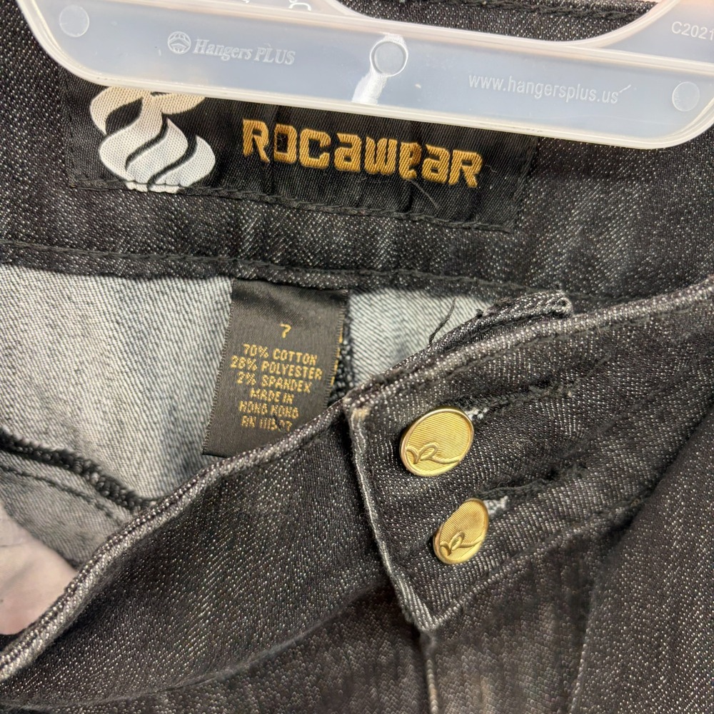 Roca Wear Vintage Jeans Women 7 Black Embroidered Pockets Y2K Streetwear Baggy - Picture 5 of 16